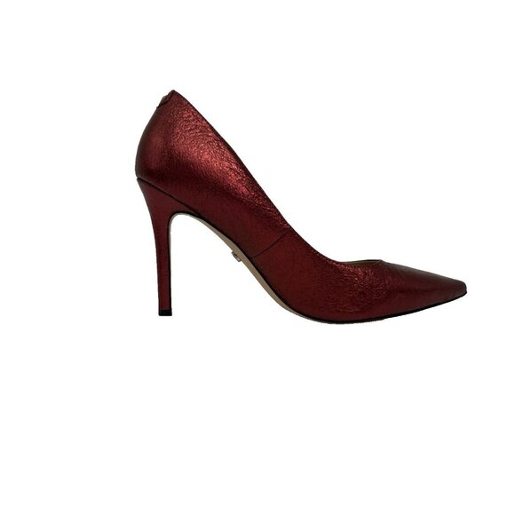 SAM EDELMAN "HAZEL" METALLIC RUBY RED LEATHER POINTED HEELS, Dorthy Size 7.5 - Picture 7 of 13